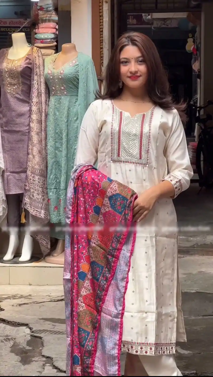 SRK 474 White Color Chinnon Silk Malty Thread Embroidery Salwar Suit Wedding, Party, Festive, Events Expected Delivery 4-6 Working Days @ 1849/- | Casual Suits, Jump Suits, Creative suits, Designer Suits, Palazzo Suits, Party Wear Suits, Patiala Suits, Salwar suit, Straight Suits