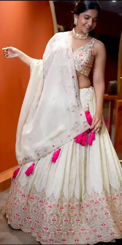 NSR 818 White Color Georgette Embroidery Lehenga Choli Casual, Party Festive, Events Etc. Expected Delivery 4-6 Working Days @2149/- | Bollywood Lehenga, Creative Lehenga, Designer Lehenga, Embroidered Lehenga, Lehenga, Party Wear Lehenga, Straight Suits