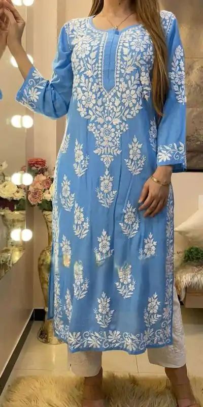 RTC 5690 Blue Color Rayon Chine Stitched Work Salwar Suit Casual, Wedding, Festive, Events Etc. Expected Delivery 4-6 Working Days @1599/- | Casual Suits, Jump Suits, Creative suits, Designer Suits, Palazzo Suits, Party Wear Suits, Patiala Suits, Salwar suit, Straight Suits