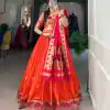 Stylish Orange Color Jacquard Silk Weaving Zari Lehenga Choli