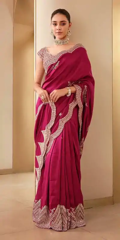 BT 1233 Pink Color Vichitra Silk Sequins Embroidery Saree Casual, Party Wear, Traditional Wear, Wedding Wear, Events Etc.@1999/- | Bollywood Sarees, Creative Sarees, Designer Sarees, Ethnic Saree, Modern Digital sarees, Party Wear Sarees, Sarees