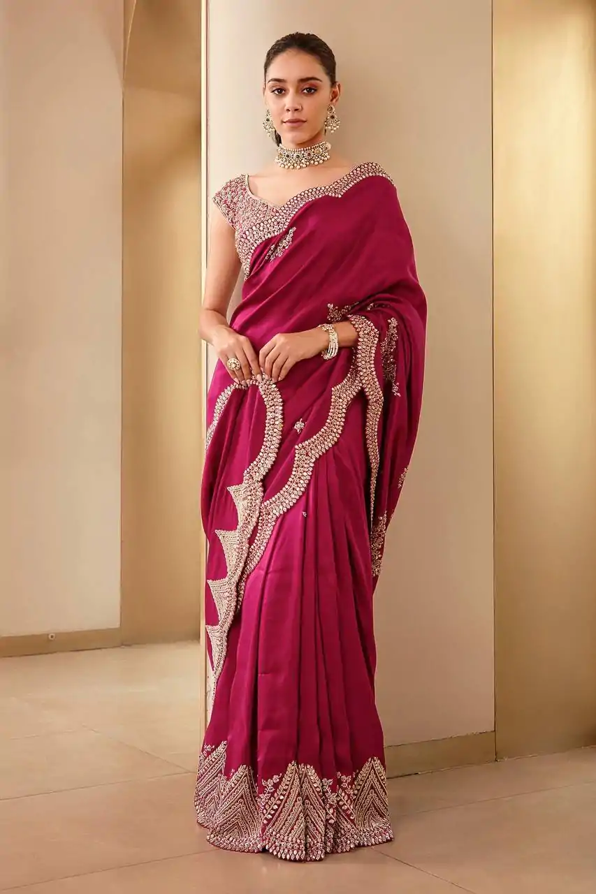 BT 1233 Pink Color Vichitra Silk Sequins Embroidery Saree Casual, Party Wear, Traditional Wear, Wedding Wear, Events Etc.@1999/- | Bollywood Sarees, Creative Sarees, Designer Sarees, Ethnic Saree, Modern Digital sarees, Party Wear Sarees, Sarees