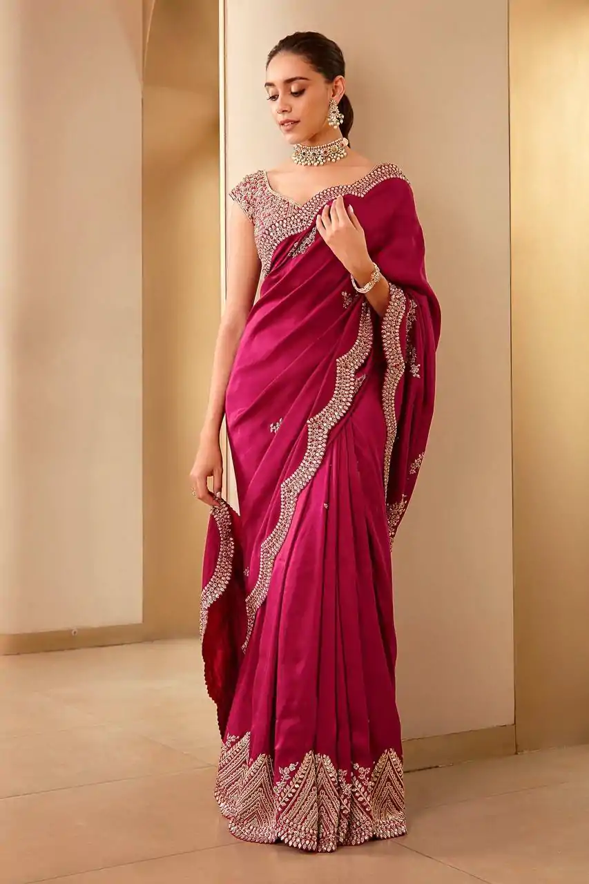 BT 1233 Pink Color Vichitra Silk Sequins Embroidery Saree Casual, Party Wear, Traditional Wear, Wedding Wear, Events Etc.@1999/- | Bollywood Sarees, Creative Sarees, Designer Sarees, Ethnic Saree, Modern Digital sarees, Party Wear Sarees, Sarees