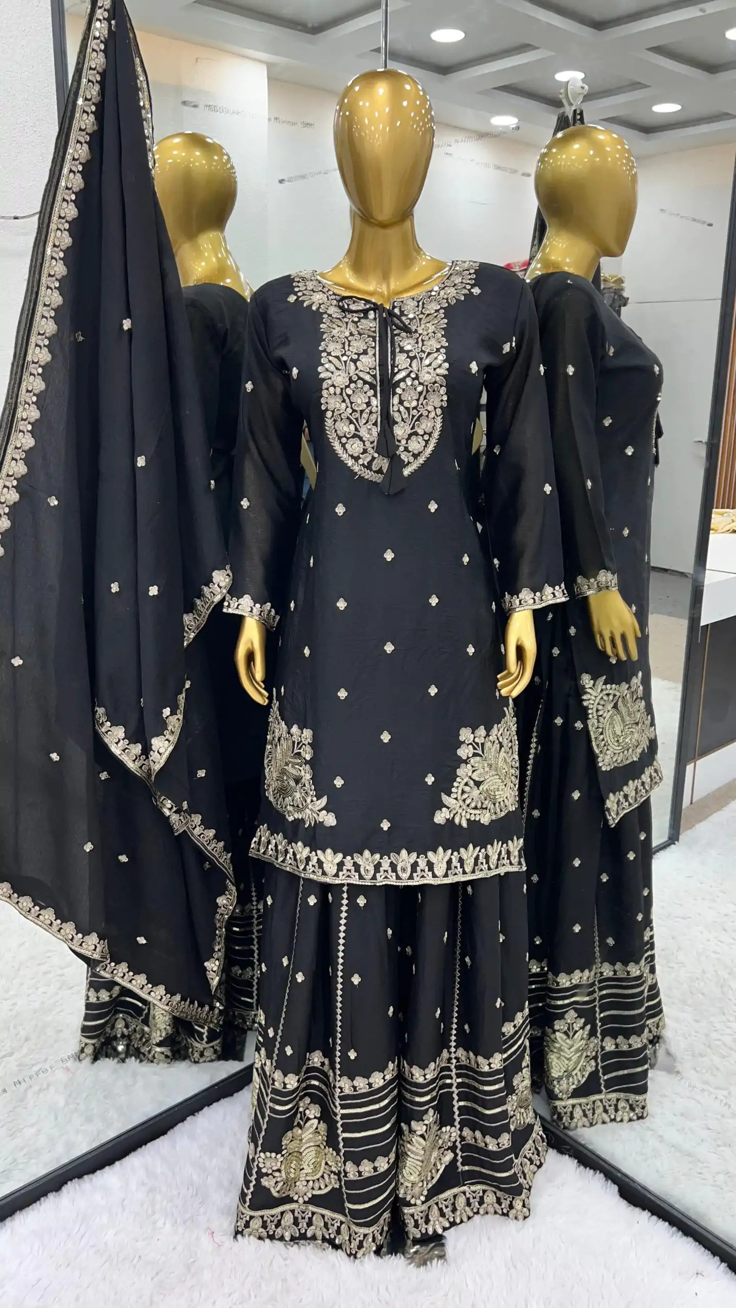 SRK 5169 Black Color Pure Chinnon Silk Embroidery Sequence Salwar Suit Wedding, Party, Festive, Events Expected Delivery 4-6 Working Days @ 2099/- | Casual Suits, Jump Suits, Creative suits, Designer Suits, Palazzo Suits, Party Wear Suits, Patiala Suits, Salwar suit, Straight Suits