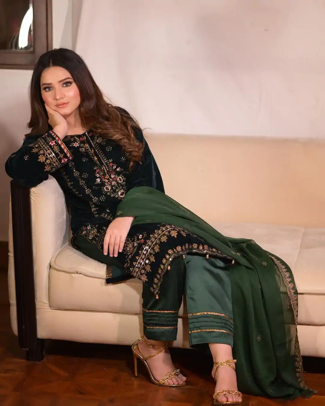 ZF 345 Green Color Viscose Velvet Embroidery Salwar Suit Casual, Wedding, Party, Events Etc. Expected Delivery 4-6 Working Days 1899/- | Casual Suits, Jump Suits, Creative suits, Designer Suits, Palazzo Suits, Party Wear Suits, Patiala Suits, Salwar suit, Straight Suits