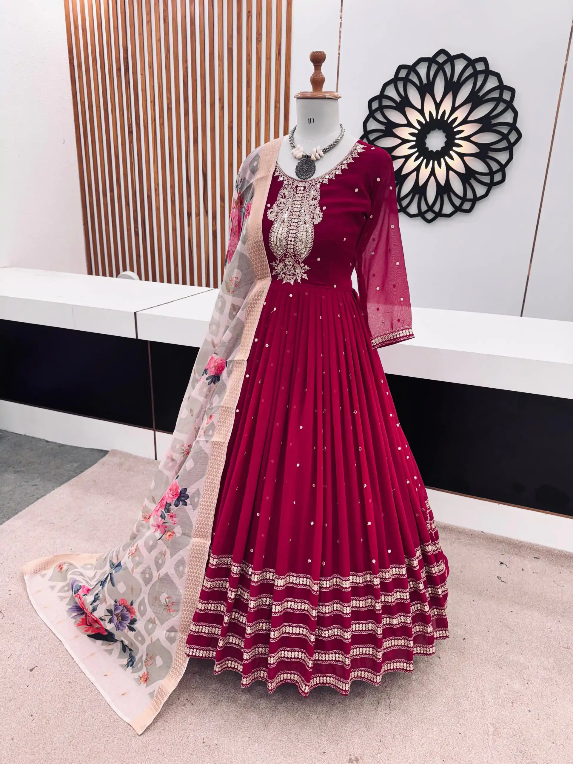 ZF 383 Pink Color Georgette Embroidery Sequence Gown Casual, Wedding, Party, Festive, Events Etc. Expected Delivery 4-6 Working Days @2149/- | Bollywood Gowns, Creative Gowns, Designer Gowns, Embroidered Gowns, Gowns, Party Wear Gowns