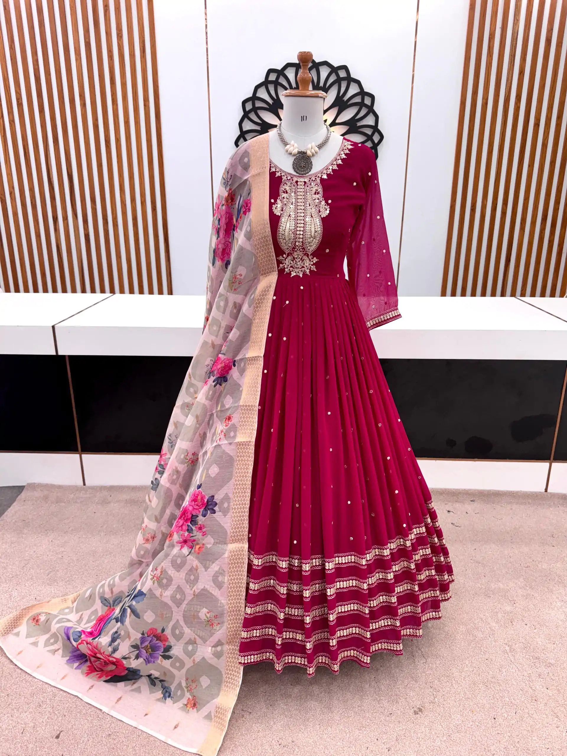 ZF 383 Pink Color Georgette Embroidery Sequence Gown Casual, Wedding, Party, Festive, Events Etc. Expected Delivery 4-6 Working Days @2149/- | Bollywood Gowns, Creative Gowns, Designer Gowns, Embroidered Gowns, Gowns, Party Wear Gowns