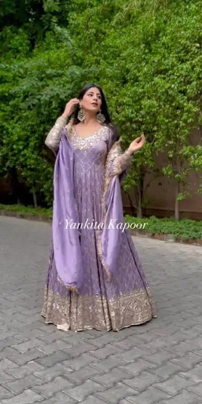 VLM 204 Violet Color Georgette Embroidery Sequence Gown Casual, Wedding, Party, Festive, Events Etc. Expected Delivery 4-6 Working Days @2149/- | Bollywood Gowns, Creative Gowns, Designer Gowns, Embroidered Gowns, Gowns, Party Wear Gowns