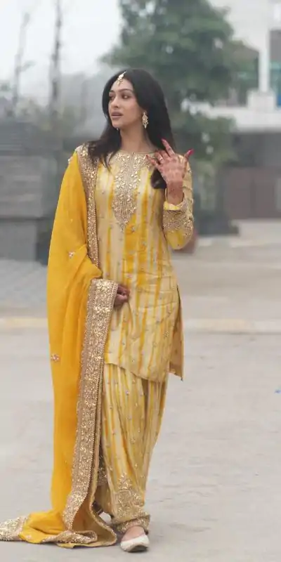 SSR 480 Yellow Color Chinnon Embroidery Sequence Salwar Suit Wedding, Party, Festive, Events Expected Delivery 4-6 Working Days @ 2499/- | Casual Suits, Jump Suits, Creative suits, Designer Suits, Palazzo Suits, Party Wear Suits, Patiala Suits, Salwar suit, Straight Suits