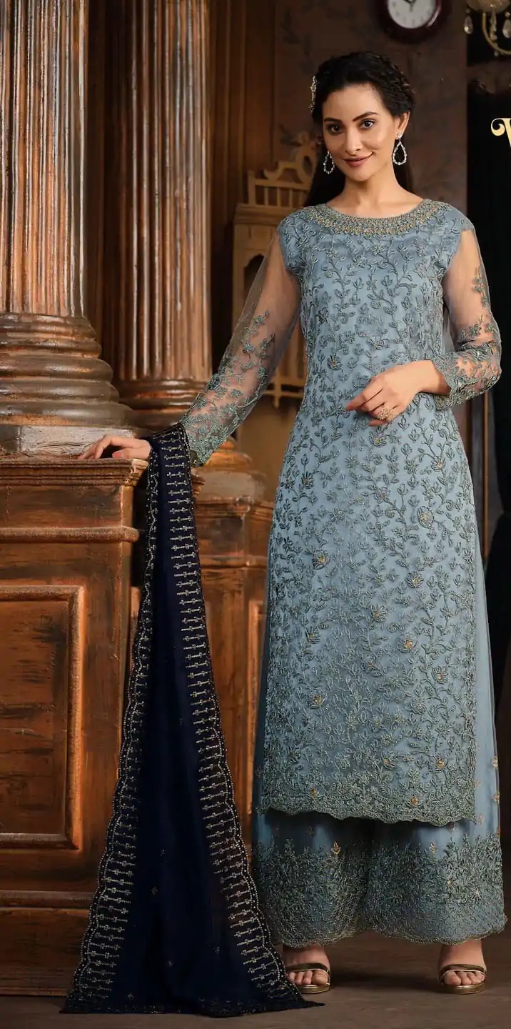 FC Vippul 5395 Blue Color Heavy Net Coding Sequence Embroidery Salwar Suit Wedding, Party, Festive events, Expected Delivery  4-6 Working Days @2849 | Casual Suits, Creative suits, Designer Suits, Palazzo Suits, Party Wear Suits, Patiala Suits, Salwar suit, Straight Suits