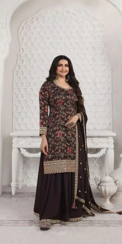 FC Swara 65583 Coffee Color Vichitra Digital Print Embroidery Salwar Suit Wedding, Party, Festive events, etc.  Expected Delivery  4-6 Working Days @2699/- | Casual Suits, Jump Suits, Creative suits, Designer Suits, Palazzo Suits, Party Wear Suits, Patiala Suits, Salwar suit, Straight Suits