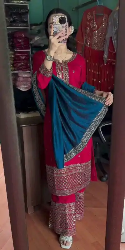 SRK 5140 Pink Color Pure Chinnon Silk Embroidery Sequence Salwar Suit Wedding, Party, Festive, Events Expected Delivery 4-6 Working Days @ 1899/- | Casual Suits, Jump Suits, Creative suits, Designer Suits, Palazzo Suits, Party Wear Suits, Patiala Suits, Salwar suit, Straight Suits