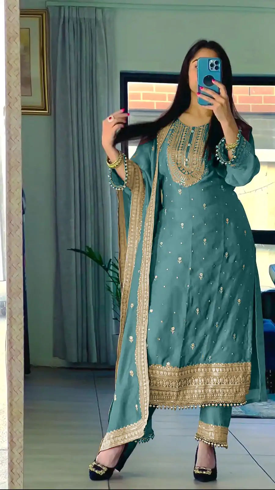 NSR 814 Royal Blue Color Pure Chinnon Silk Embroidery Sequence Salwar Suit Casual, Party Festive, Events Etc. Expected Delivery 4-6 Working Days @2049/- | Casual Suits, Jump Suits, Creative suits, Designer Suits, Palazzo Suits, Party Wear Suits, Patiala Suits, Salwar suit, Straight Suits
