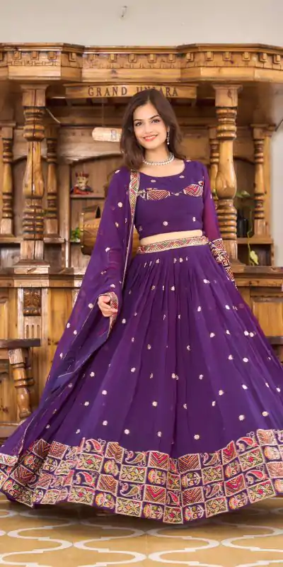 Ram 019 Violet Color Georgette Sequence Embroidery Lehenga Choli Casual, Wedding, Festive, Events Expected Delivery 4-6 Working Days @2549/- | Bollywood Lehenga, Creative Lehenga, Designer Lehenga, Embroidered Lehenga, Lehenga, Party Wear Lehenga