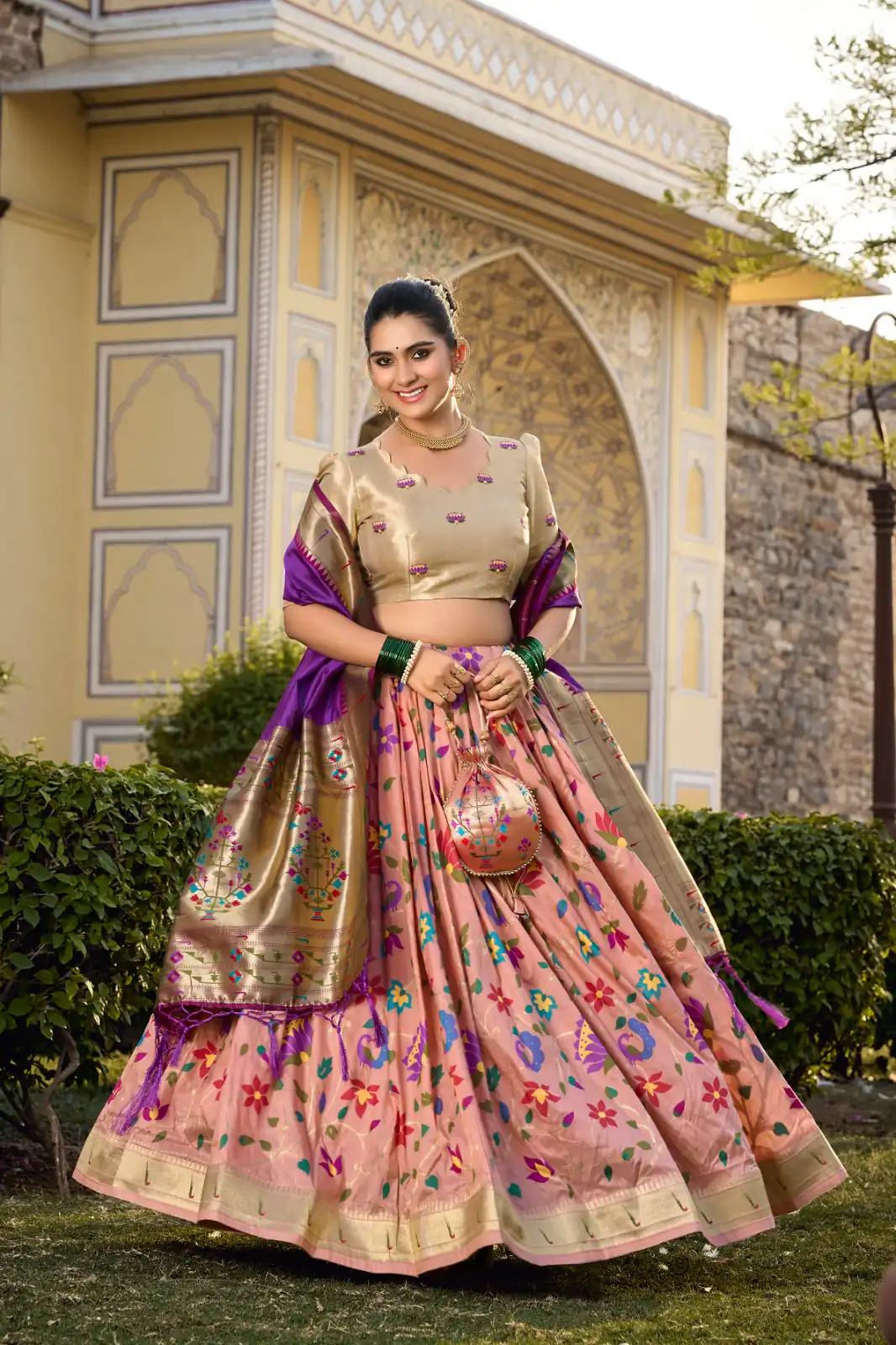 LNB 2021 Peach Jacquard Silk Weaving Zari Lehenga Choli Festive Party Wedding, Events etc. Delivery 4-6 Working Days @4099/- | Bollywood Lehenga, Creative Lehenga, Designer Lehenga, Embroidered Lehenga, Lehenga, Party Wear Lehenga