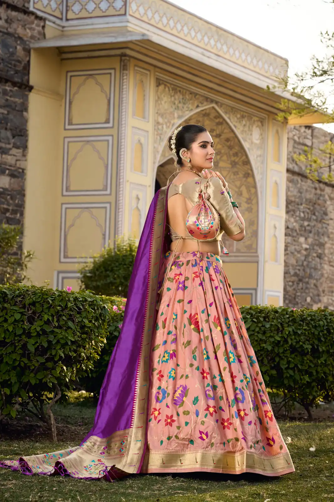 LNB 2021 Peach Jacquard Silk Weaving Zari Lehenga Choli Festive Party Wedding, Events etc. Delivery 4-6 Working Days @4099/- | Bollywood Lehenga, Creative Lehenga, Designer Lehenga, Embroidered Lehenga, Lehenga, Party Wear Lehenga