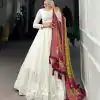 White Georgette Lucknowi Paper Mirror Lehenga Choli
