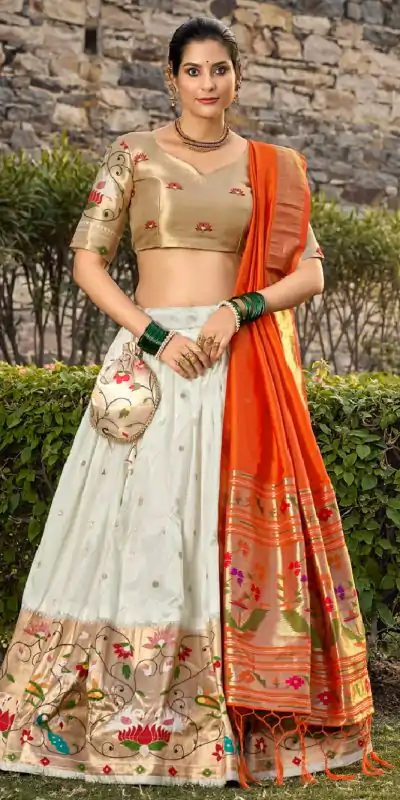 LNB 2021 White Jacquard Silk Weaving Zari Lehenga Choli Festive Party Wedding, Events etc. Delivery 4-6 Working Days @4099/- | Bollywood Lehenga, Creative Lehenga, Designer Lehenga, Embroidered Lehenga, Lehenga, Party Wear Lehenga