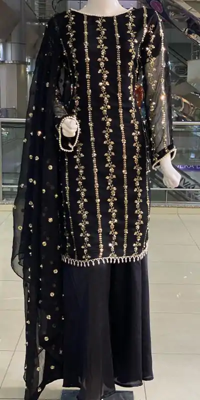 SRK 5121 Black Color Georgette Heavy Sequence Embroidery Salwar Suit Wedding, Party, Festive, Events Expected Delivery 4-6 Working Days @ 1899/- | Casual Suits, Jump Suits, Creative suits, Designer Suits, Palazzo Suits, Party Wear Suits, Patiala Suits, Salwar suit, Straight Suits