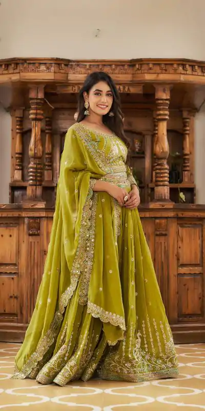 Ram 027 Pista Color Georgette Multi Sequence Work Lehenga Choli Casual, Wedding, Festive, Events Expected Delivery 4-6 Working Days @3049/- | Creative Lehenga, Bollywood Lehenga, Designer Lehenga, Embroidered Lehenga, Lehenga, Party Wear Lehenga