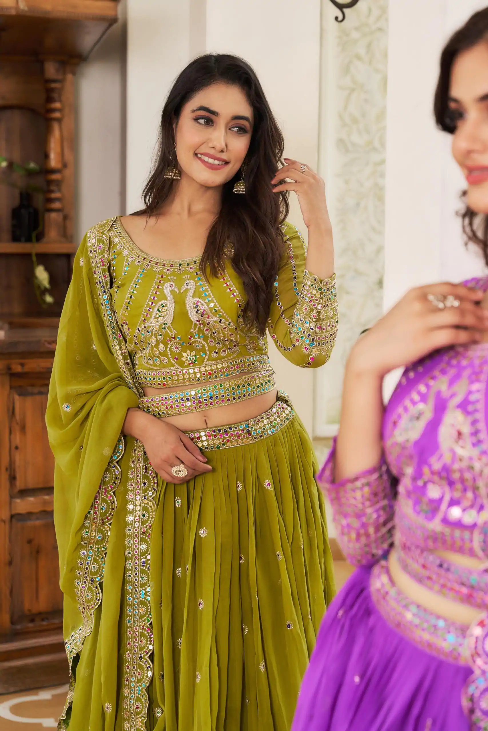 Ram 027 Pista Color Georgette Multi Sequence Work Lehenga Choli Casual, Wedding, Festive, Events Expected Delivery 4-6 Working Days @3049/- | Creative Lehenga, Bollywood Lehenga, Designer Lehenga, Embroidered Lehenga, Lehenga, Party Wear Lehenga