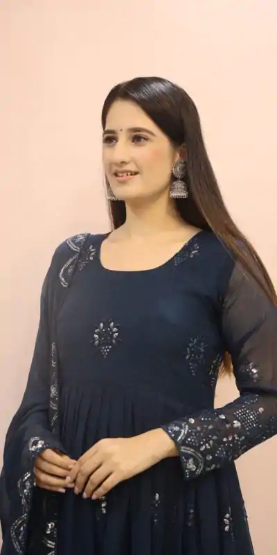 DC G55 Royal Blue Color Sequence Embroidery Georgette Gown Casual, Wedding, Party, Festive, Events Etc. Expected Delivery 4-6 Working Days @2099/- | Bollywood Gowns, Creative Gowns, Designer Gowns, Embroidered Gowns, Gowns, Party Wear Gowns