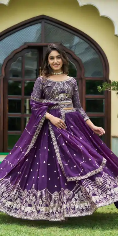 Ram 023 Violet Color Sequence Georgette Embroidery Lehenga Choli Casual, Wedding, Festive, Events Expected Delivery 4-6 Working Days @3049/- | Creative Lehenga, Bollywood Lehenga, Designer Lehenga, Embroidered Lehenga, Lehenga, Party Wear Lehenga
