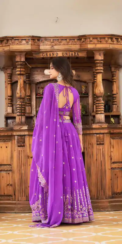 Ram 027 Violet Color Georgette Multi Sequence Work Lehenga Choli Casual, Wedding, Festive, Events Expected Delivery 4-6 Working Days @3049/- | Creative Lehenga, Bollywood Lehenga, Designer Lehenga, Embroidered Lehenga, Lehenga, Party Wear Lehenga