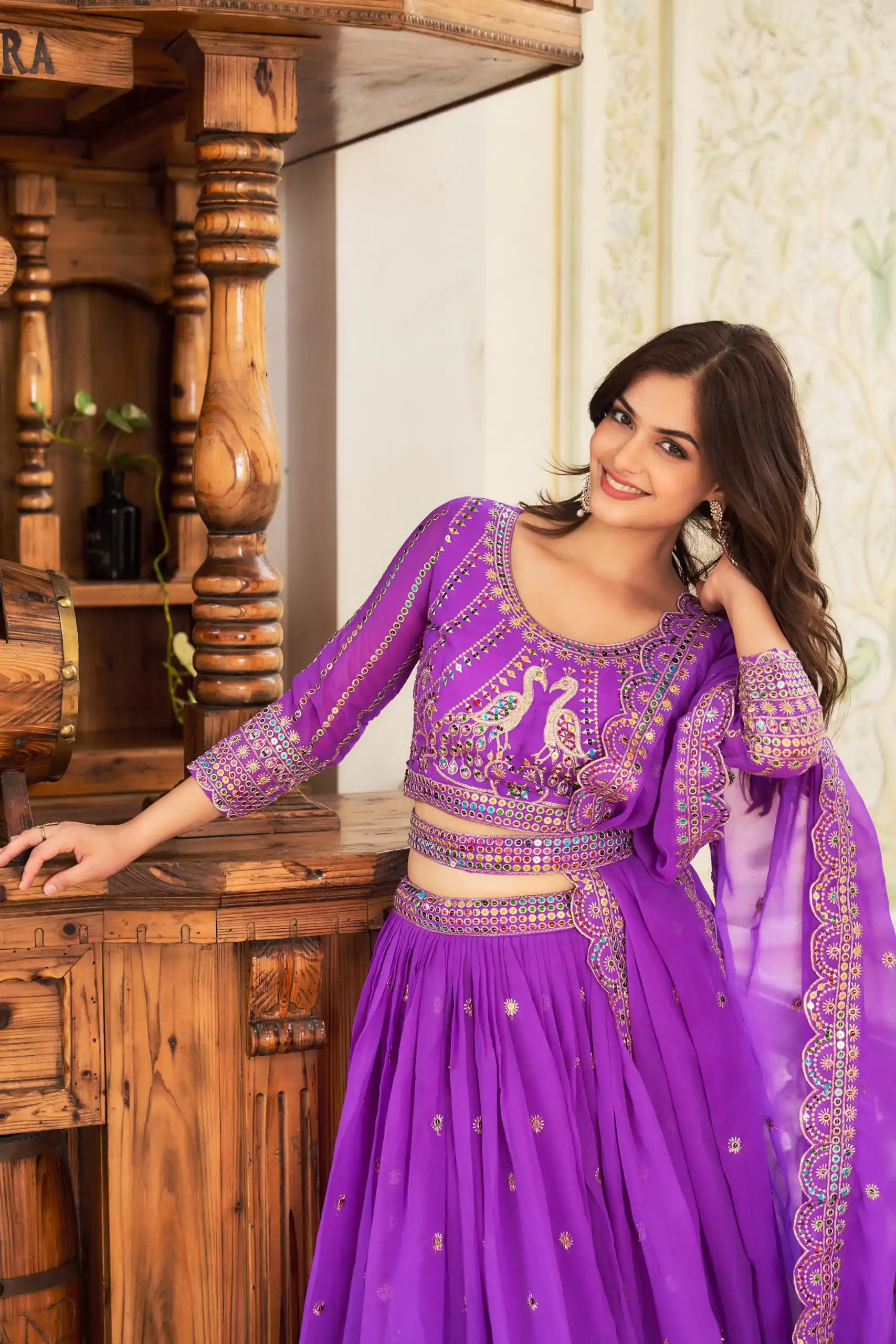 Ram 027 Violet Color Georgette Multi Sequence Work Lehenga Choli Casual, Wedding, Festive, Events Expected Delivery 4-6 Working Days @3049/- | Creative Lehenga, Bollywood Lehenga, Designer Lehenga, Embroidered Lehenga, Lehenga, Party Wear Lehenga
