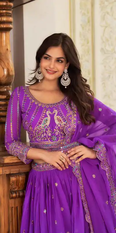 Ram 027 Violet Color Georgette Multi Sequence Work Lehenga Choli Casual, Wedding, Festive, Events Expected Delivery 4-6 Working Days @3049/- | Creative Lehenga, Bollywood Lehenga, Designer Lehenga, Embroidered Lehenga, Lehenga, Party Wear Lehenga