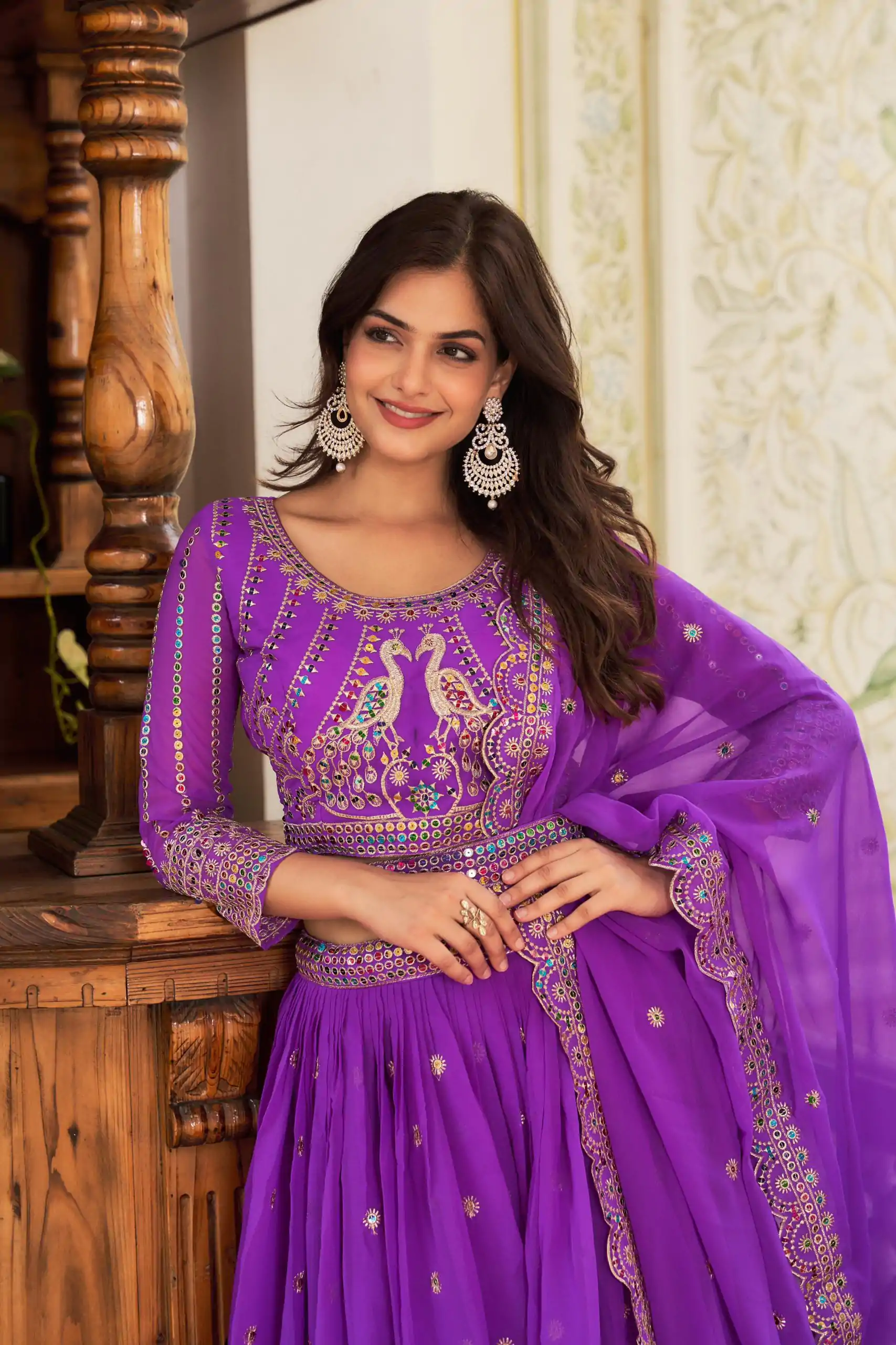 Ram 027 Violet Color Georgette Multi Sequence Work Lehenga Choli Casual, Wedding, Festive, Events Expected Delivery 4-6 Working Days @3049/- | Creative Lehenga, Bollywood Lehenga, Designer Lehenga, Embroidered Lehenga, Lehenga, Party Wear Lehenga
