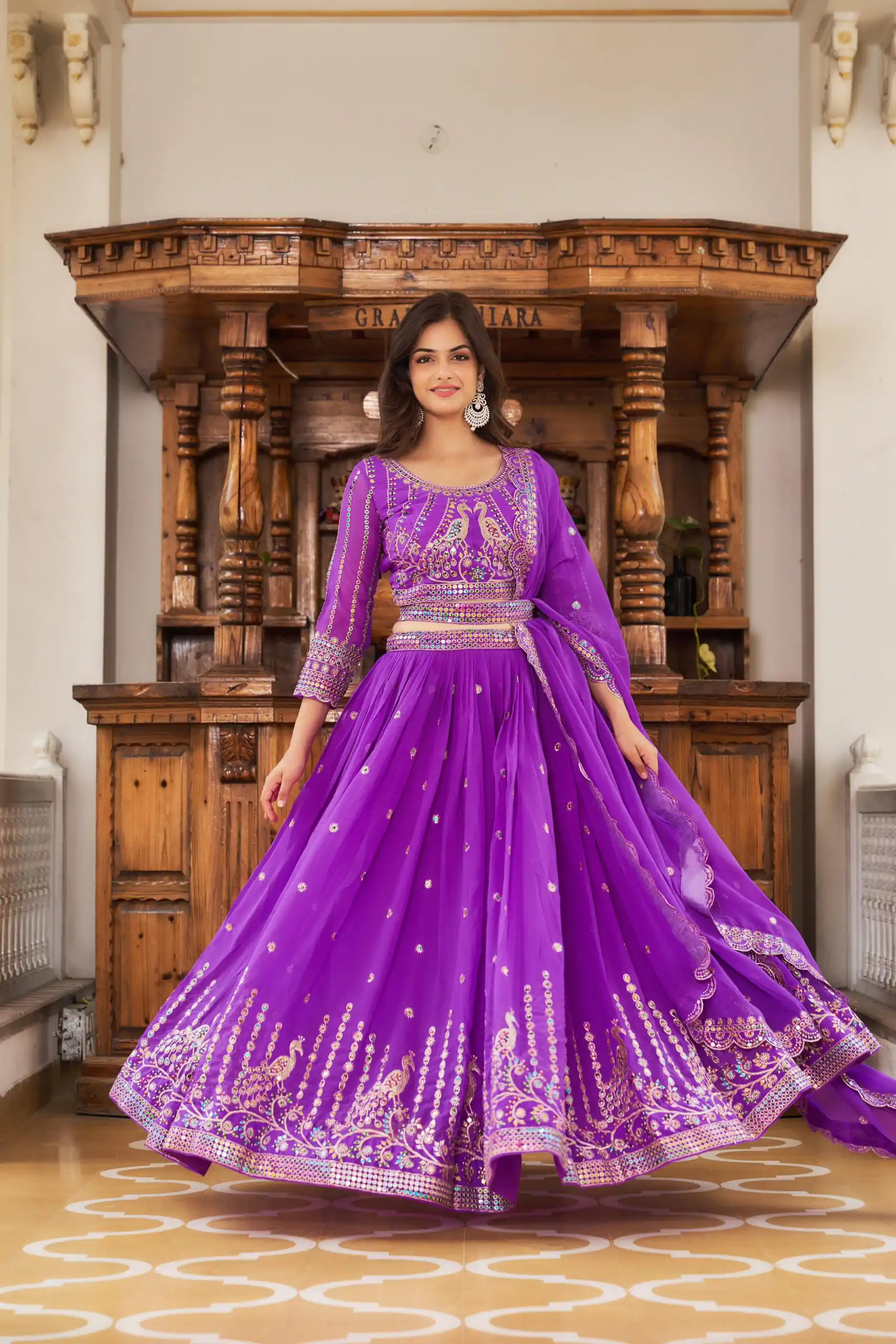 Ram 027 Violet Color Georgette Multi Sequence Work Lehenga Choli Casual, Wedding, Festive, Events Expected Delivery 4-6 Working Days @3049/- | Creative Lehenga, Bollywood Lehenga, Designer Lehenga, Embroidered Lehenga, Lehenga, Party Wear Lehenga