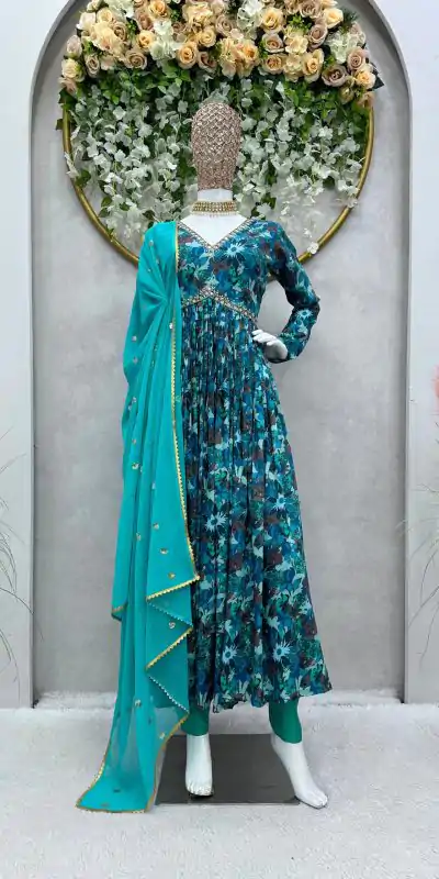 RTC 5649 Blue Color Maslin Silk Digital Printed Salwar Suit Wedding, Party, Festive, Events Etc. Expected Delivery 4-6 Working Days @2049/- | Casual Suits, Jump Suits, Creative suits, Designer Suits, Palazzo Suits, Party Wear Suits, Patiala Suits, Salwar suit, Straight Suits