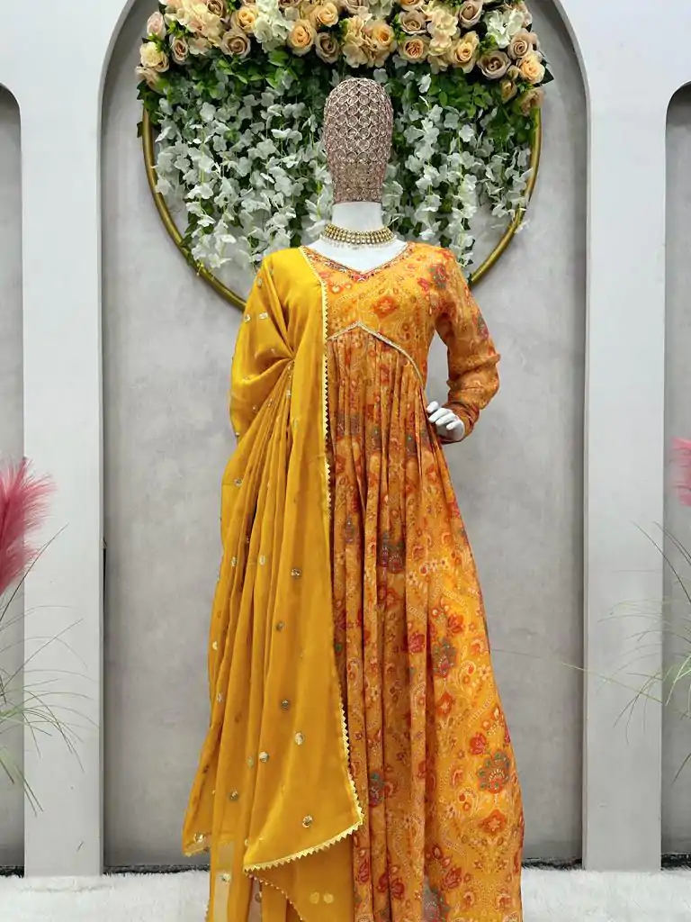 RTC 5575 Yellow Color Foix Georgette Digital Printed Salwar Suit Wedding, Party, Festive, Events Etc. Expected Delivery 4-6 Working Days @2049/- | Casual Suits, Creative suits, Designer Suits, Palazzo Suits, Party Wear Suits, Patiala Suits, Salwar suit, Straight Suits