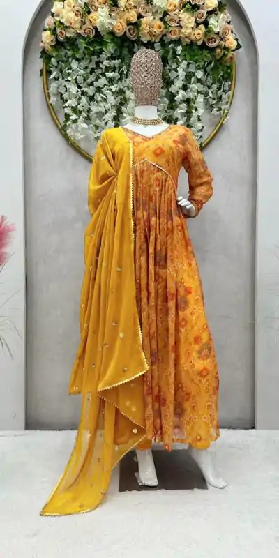 RTC 5575 Yellow Color Foix Georgette Digital Printed Salwar Suit Wedding, Party, Festive, Events Etc. Expected Delivery 4-6 Working Days @2049/- | Casual Suits, Creative suits, Designer Suits, Palazzo Suits, Party Wear Suits, Patiala Suits, Salwar suit, Straight Suits