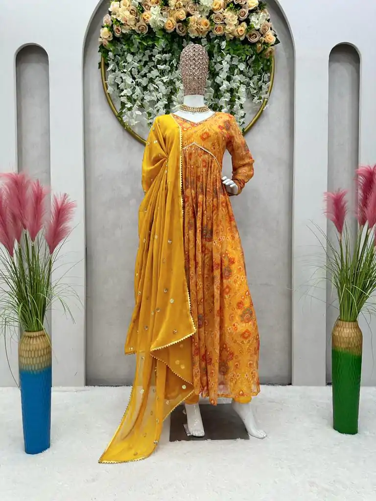 RTC 5575 Yellow Color Foix Georgette Digital Printed Salwar Suit Wedding, Party, Festive, Events Etc. Expected Delivery 4-6 Working Days @2049/- | Casual Suits, Creative suits, Designer Suits, Palazzo Suits, Party Wear Suits, Patiala Suits, Salwar suit, Straight Suits