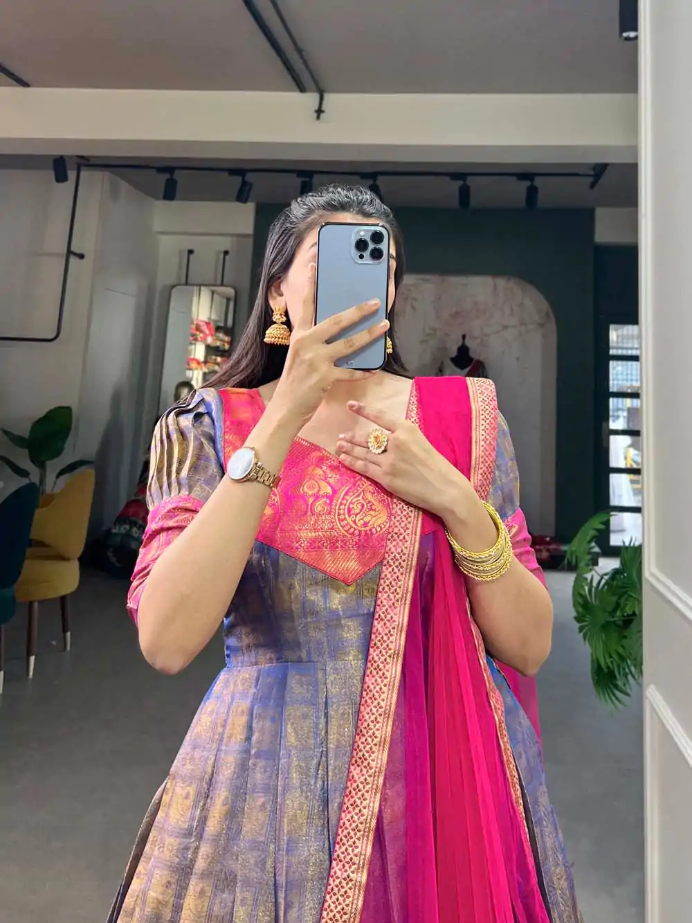 YNF 5307 Blue Color Kanjivaram Zari Weaving Work Gown Casual, Wedding, Festive, Events, Designer Party Wear, Delivery 4-6 Working Days @1849 | Bollywood Gowns, Creative Gowns, Designer Gowns, Embroidered Gowns, Gowns, Party Wear Gowns