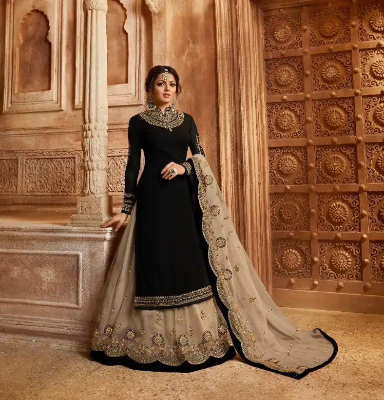 FC TL 3007 Black Color Georgette Embroidery Sharara Suit Wedding, Party, Festive Expected Delivery 4-6 Working Days  @2449/- | Casual Suits, Jump Suits, Creative suits, Designer Suits, Palazzo Suits, Party Wear Suits, Patiala Suits, Salwar suit, Straight Suits