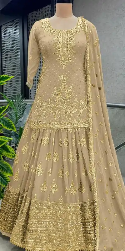 NSR 806 Gold Color Pure Chinnon Silk Embroidery Lehenga Choli Casual, Party Festive, Events Etc. Expected Delivery 4-6 Working Days @2199/- | Creative Lehenga, Bollywood Lehenga, Designer Lehenga, Embroidered Lehenga, Lehenga, Party Wear Lehenga, Straight Suits