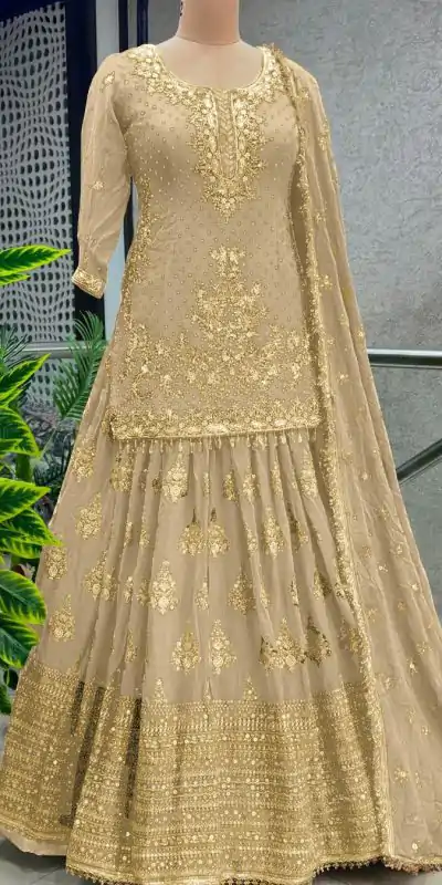 NSR 806 Gold Color Pure Chinnon Silk Embroidery Lehenga Choli Casual, Party Festive, Events Etc. Expected Delivery 4-6 Working Days @2199/- | Creative Lehenga, Bollywood Lehenga, Designer Lehenga, Embroidered Lehenga, Lehenga, Party Wear Lehenga, Straight Suits