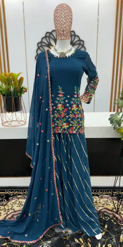 NSR 789 Blue Color Heavy Georgette Embroidery Salwar Suit Casual, Party Festive, Events Etc. Expected Delivery 4-6 Working Days @2099/ | Casual Suits, Jump Suits, Creative suits, Designer Suits, Palazzo Suits, Party Wear Suits, Patiala Suits, Salwar suit, Straight Suits