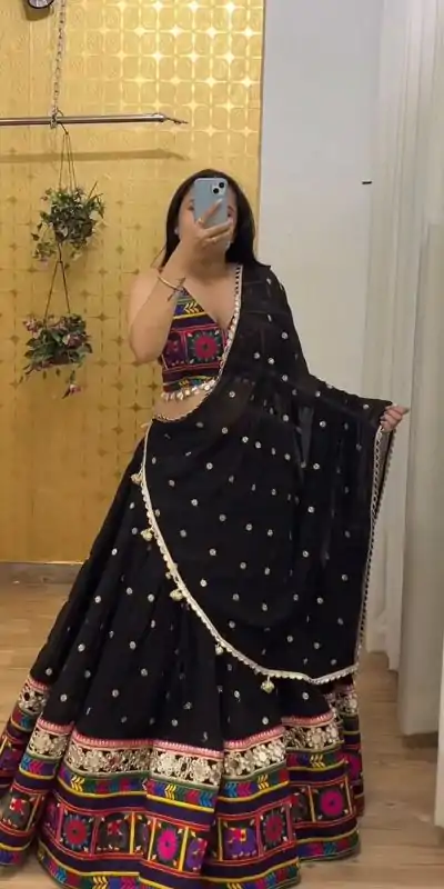 PC N04 Black Color Georgette Heavy Gamathi Work Lehenga Choli Casual, Party Wear, Events, Festivals Wear Expected Delivery 4-6 Working Days @2629/- | Creative Lehenga, Bollywood Lehenga, Designer Lehenga, Embroidered Lehenga, Lehenga, Party Wear Lehenga
