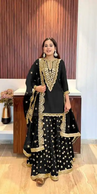 NSR 784 Black Color Georgette Embroidery Sequence Mirror Hand Work Salwar Suit Casual, Party Festive, Events Etc. Expected Delivery 4-6 Working Days @2050/ | Casual Suits, Jump Suits, Creative suits, Designer Suits, Palazzo Suits, Party Wear Suits, Patiala Suits, Salwar suit, Straight Suits