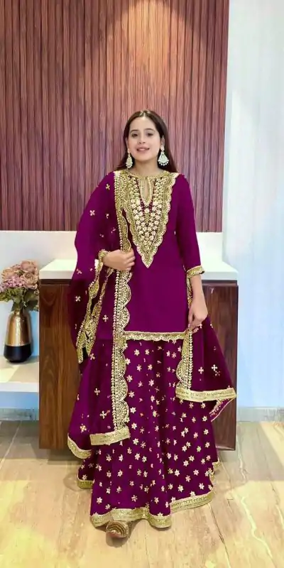 NSR 784 Purple Color Georgette Embroidery Sequence Mirror Hand Work Salwar Suit Casual, Party Festive, Events Etc. Expected Delivery 4-6 Working Days @2050/ | Casual Suits, Jump Suits, Creative suits, Designer Suits, Palazzo Suits, Party Wear Suits, Patiala Suits, Salwar suit, Straight Suits
