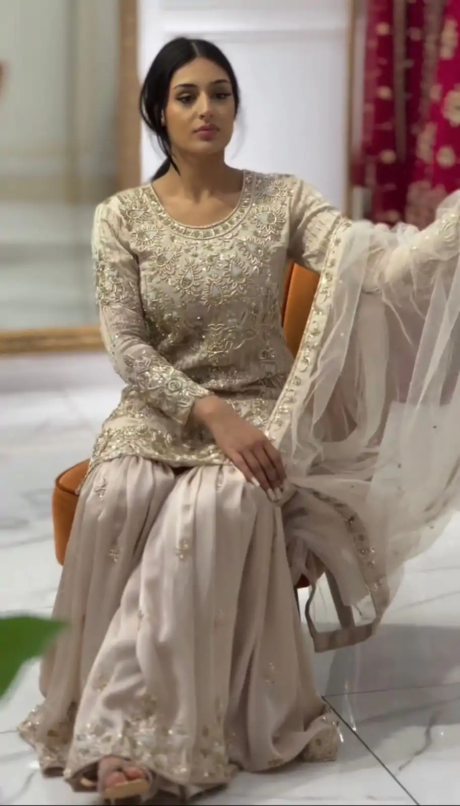 ZSR 3078 Cream Color Georgette Embroidery Sequence Sharara Suit Casual, Wedding, Party, Festive, Events Etc. Expected Delivery 4-6 Working Days @2149/- | Casual Suits, Jump Suits, Creative suits, Designer Suits, Palazzo Suits, Party Wear Suits, Patiala Suits, Salwar suit, Straight Suits