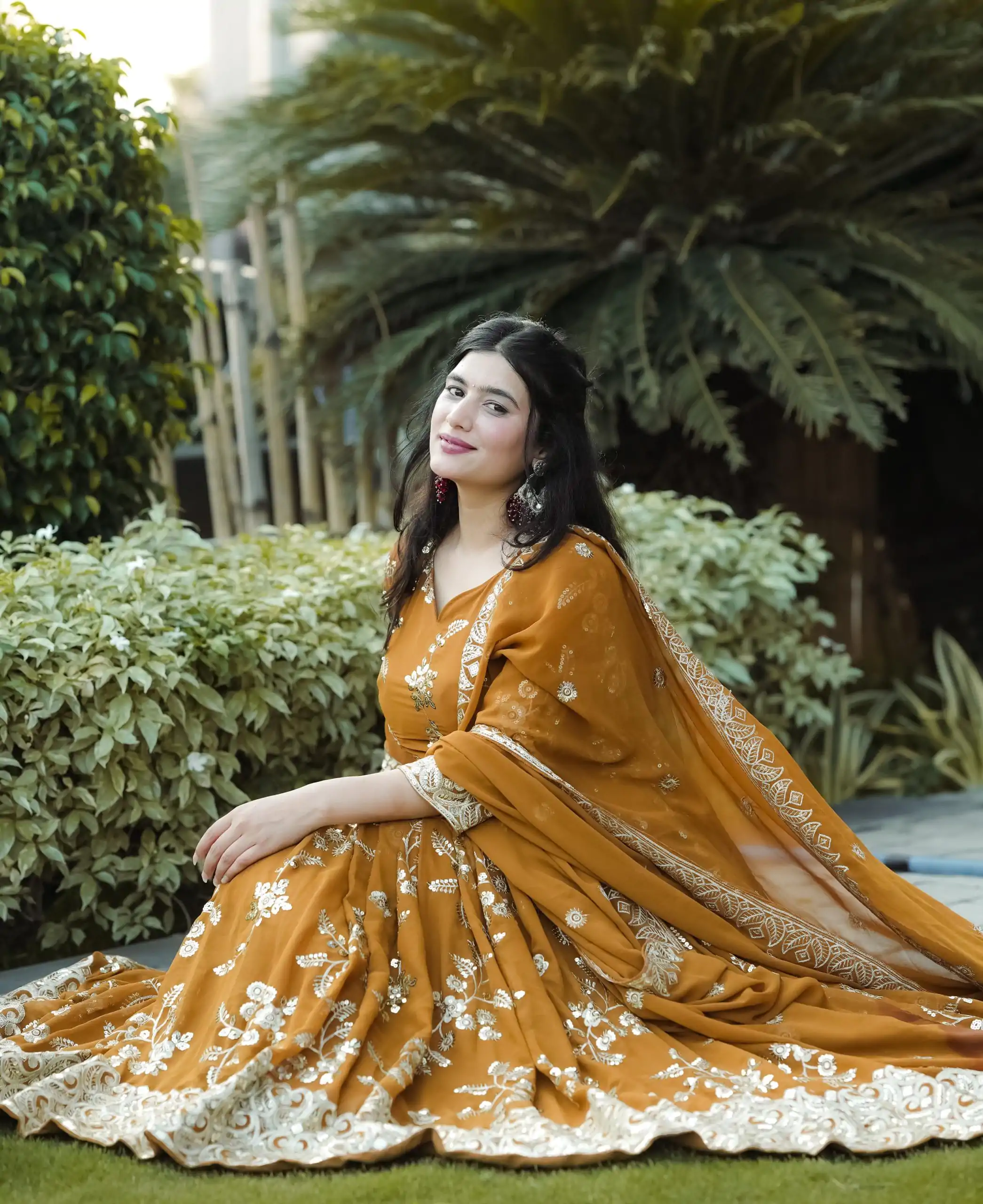 NF 1227 Mustard Color Georgette Embroidery Sequence Salwar Suit Casual, Wedding, Party, Festive, Events . Expected Delivery  4-6 Working Days @2449 | Anarkali Suits, Bollywood Anarkali, Creative-Anarkali, Designer Anarkali, Embroidered Anarkali, Party Wear Anarkali