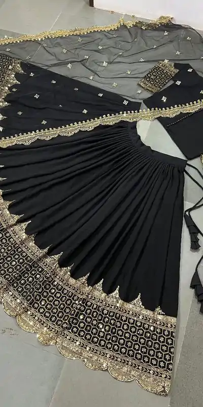 ZF 204 Black Color Faux Georgette Heavy Embroidery Sequence Work Lehenga Choli Wedding, Party, Events Etc. Expected Delivery 4-6 Working Days 1899/- | Creative Lehenga, Bollywood Lehenga, Designer Lehenga, Embroidered Lehenga, Lehenga, Party Wear Lehenga