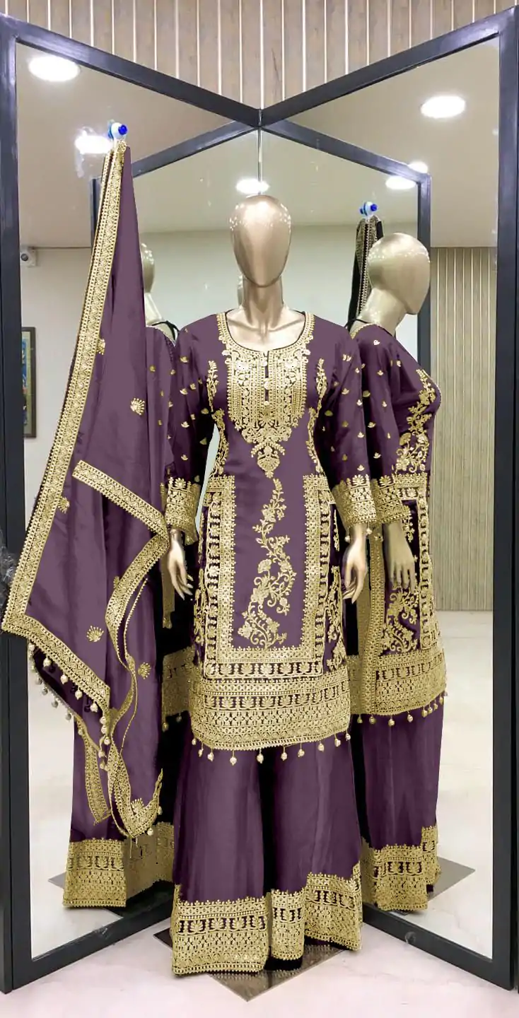 SRK 5146 Light Purple Color Pure Chinnon Silk Embroidery Coding Dori Salwar Suit Wedding, Party, Festive, Events Expected Delivery 4-6 Working Days @ 2199/- | Casual Suits, Jump Suits, Creative suits, Designer Suits, Palazzo Suits, Party Wear Suits, Patiala Suits, Salwar suit, Straight Suits