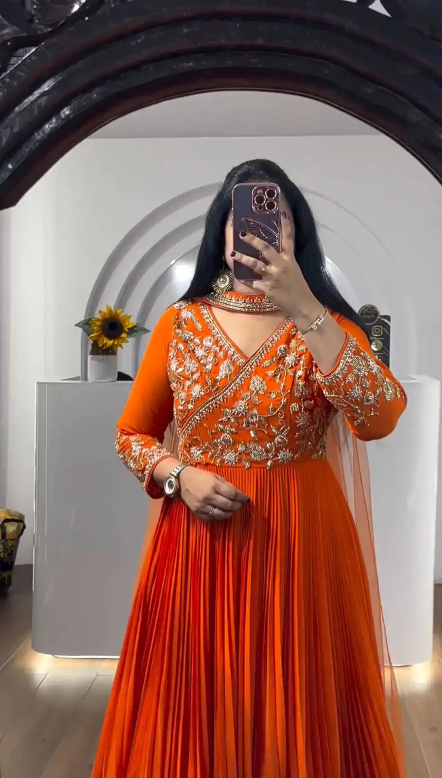 PC 421 Orange Color Fox Georgette Embroidery Sequence Gown Casual, Party Wear, Events, Festivals Wear Expected Delivery 4-6 Working Days @1629/- | Bollywood Gowns, Creative Gowns, Designer Gowns, Embroidered Gowns, Gowns, Party Wear Gowns