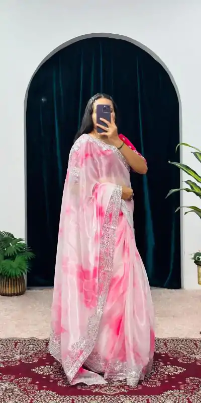 ST 480 Pink Color Burberry Blooming Embroidery Zari Saree Casual, Wedding, Party, Festive, Events Etc. Expected Delivery 4-6 Working Days @2449/- | Embroidered Sarees, Bollywood Sarees, Creative Sarees, Designer Sarees, Ethnic Saree, Modern Digital sarees, Party Wear Sarees, Sarees